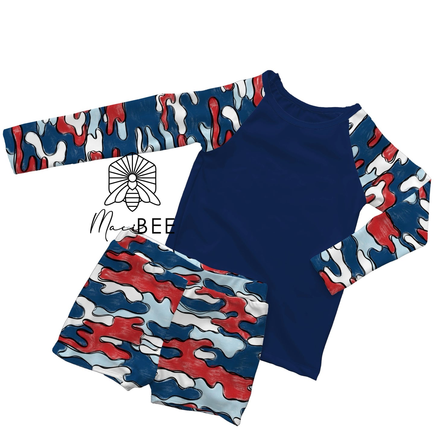 Sketchy Camo || Rash Guard Swim Set