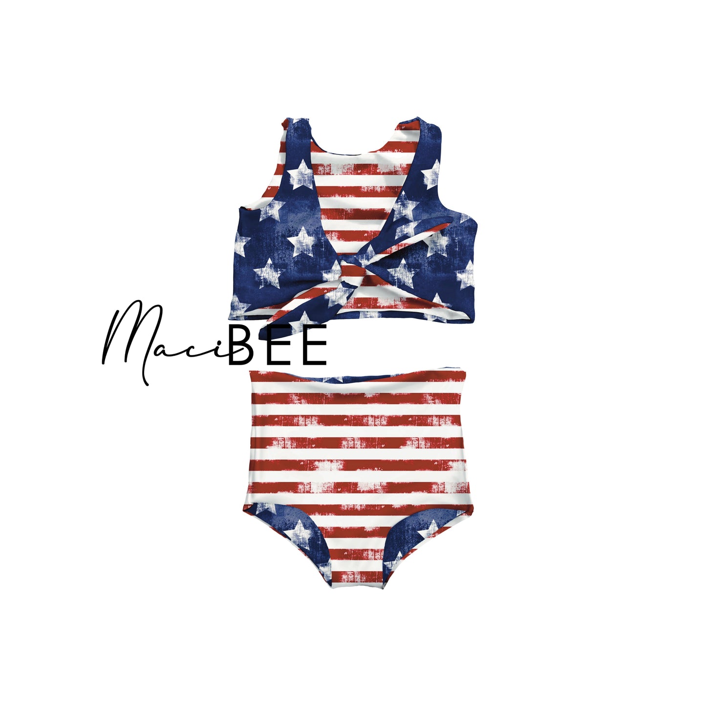 Stars + Stripes (grunge) || Reversible Swimsuit