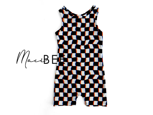 Trippy Checkered || Ollie Romper