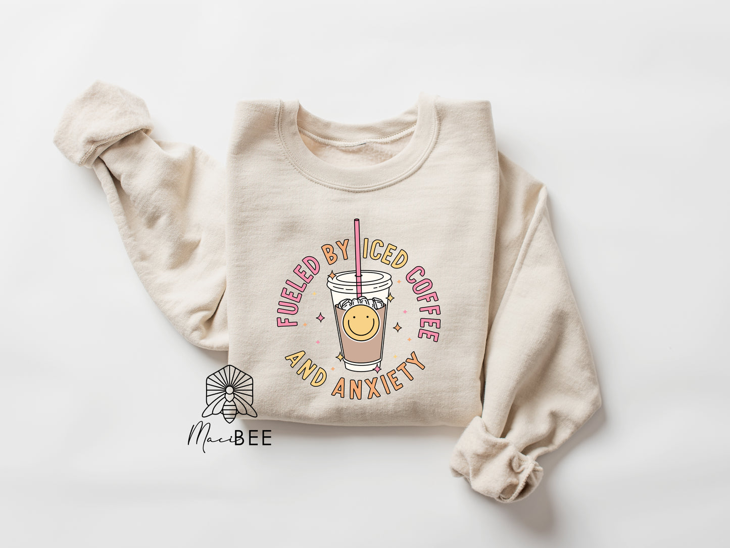 Fueled By Iced Coffee & Anxiety || Crewneck