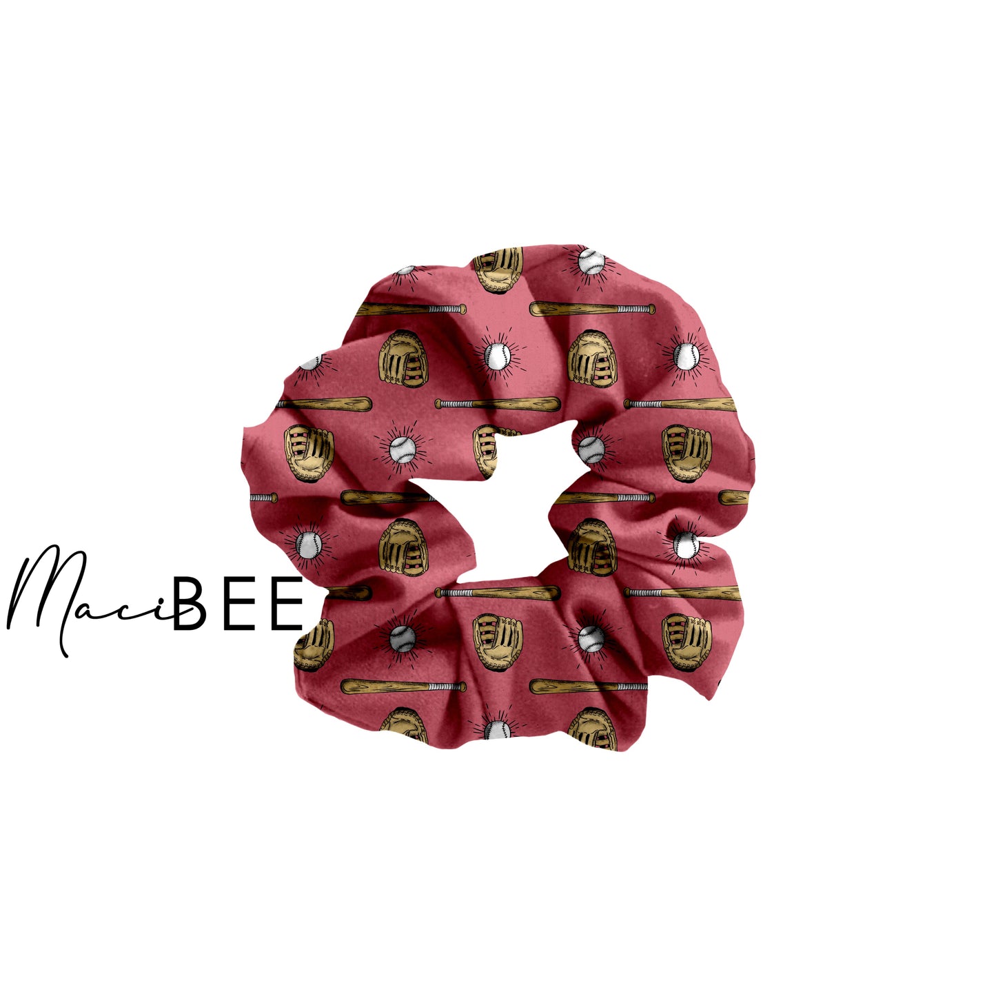 Pink Retro Baseball || Scrunchie